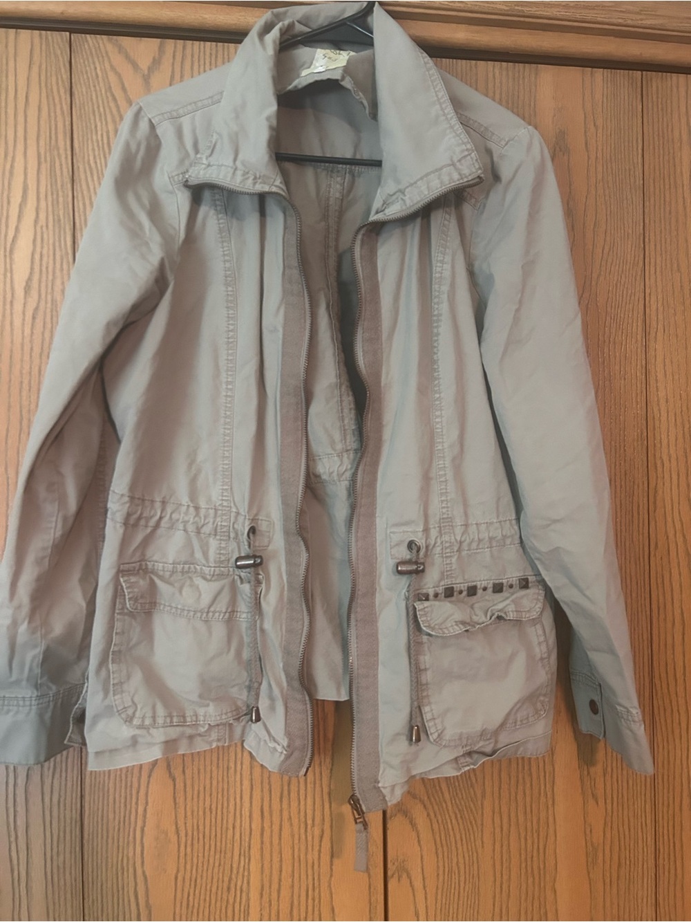 Light tan Utility Jacket with Drawstring Waist